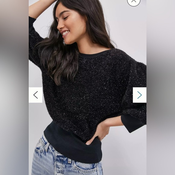 Anthropologie Black Crew Neck Sweater - Picture 1 of 9